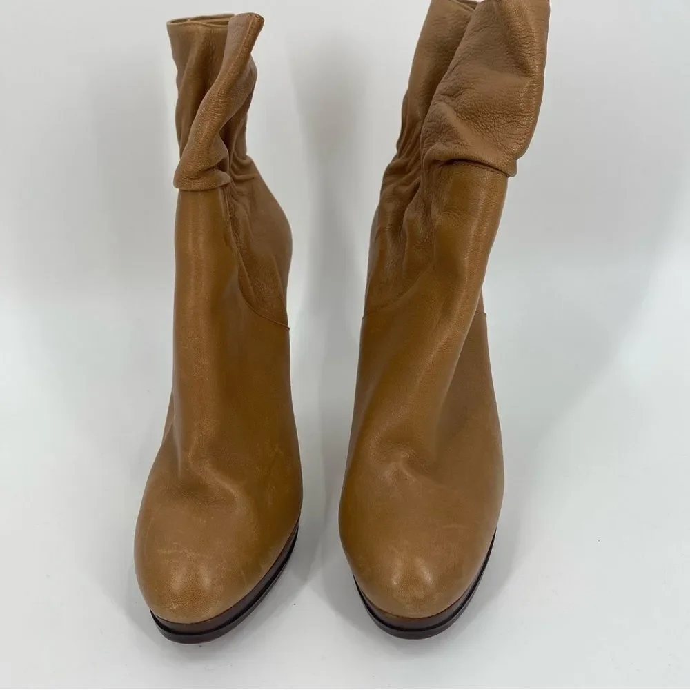 Michael Kors Tan Heeled Boots with Slouchy Detail size 8